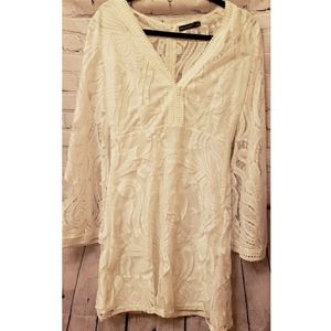 White lace cover up summer beach dress XL